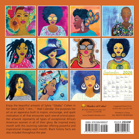 I Am 2026 African American Wall Calendar, Sylvia"Gbaby" Cohen
