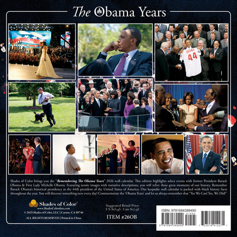 Remembering The Obama Years: 2026 African American Wall Calendar, Black History Collection