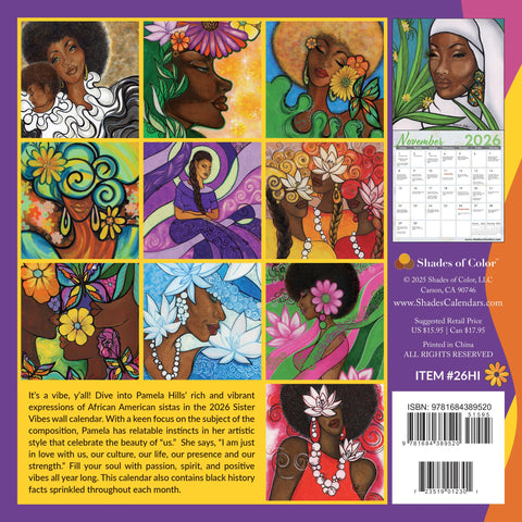Sister Vibes 2026 African American Wall Calendar, Pamela Hills