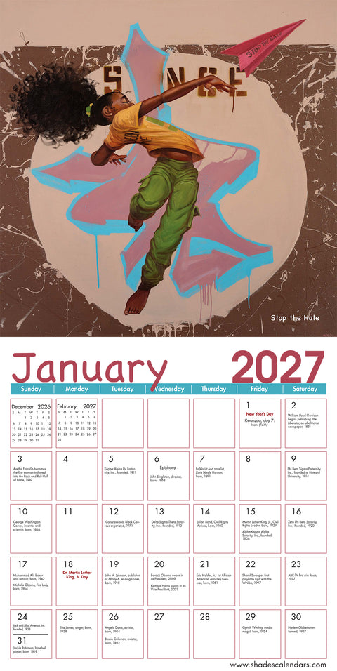 2027 Shades of Color Kids Wall Calendar by Frank Morrison
