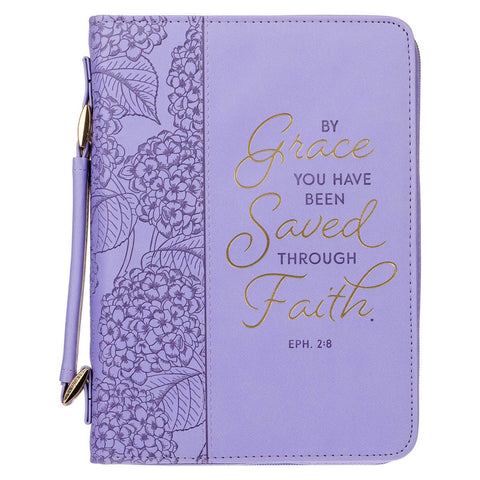 Bible Cover Fashion Lilac By Grace You've Been Saved Eph 2:8: Large