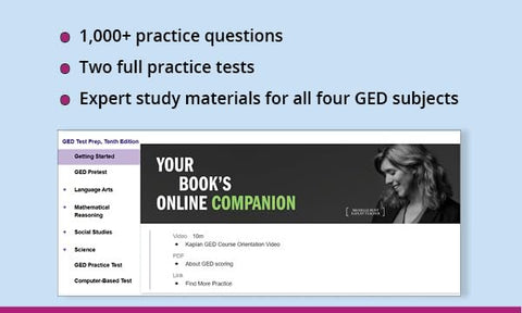 GED Test Prep Plus, Tenth Edition (2026): Includes a Diagnostic Pretest, 2 Full Length Practice Tests, 1000+ Practice Questions, and 60+ Online Videos (Kaplan Test Prep)