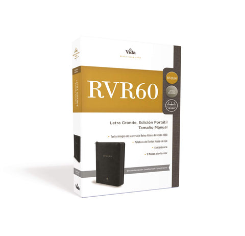 RVR60, Santa Biblia, Letra grande, Edición portátil, Leathersoft, Negro, Palabras de Jesús en Rojo, con cierre (Spanish Edition) 