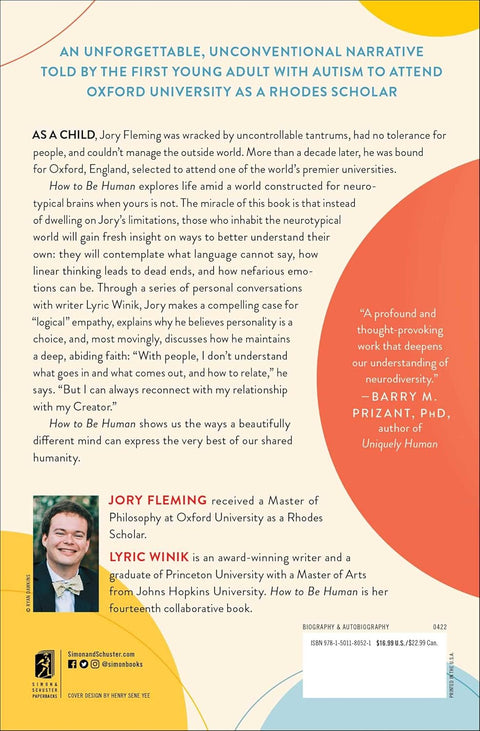 How to Be Human: An Autistic Man's Guide to Life by Jory Fleming with Lyric Winik