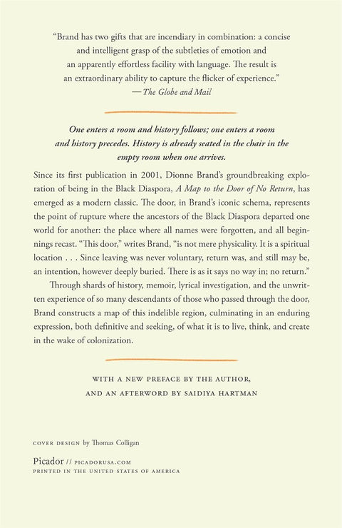 A Map to the Door of No Return: Notes to Belonging by Dionne Brand