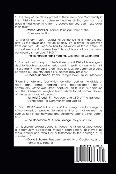 Black Wall Street: From Riot to Renaissance in Tulsa's Historic Greenwood District by Hannibal B Johnson