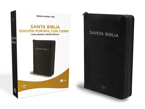 RVR60, Santa Biblia, Letra grande, Edición portátil, Leathersoft, Negro, Palabras de Jesús en Rojo, con cierre (Spanish Edition) 