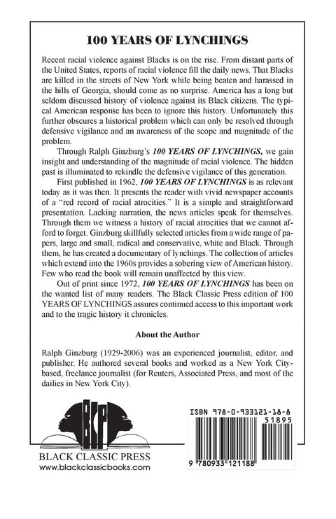100 Years of Lynchings by Ralph Ginzburg