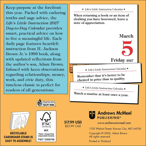 Life’s Little Instruction 2027 Day-to-Day Desktop Calendar by H. Jackson Brown, Jr. with Adam C. Brown