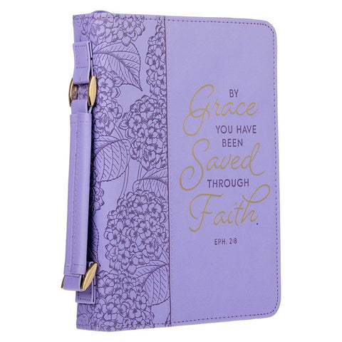 Bible Cover Fashion Lilac By Grace You've Been Saved Eph 2:8: Large
