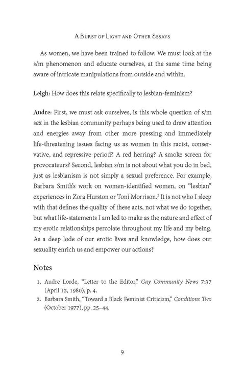 A Burst of Light and Other Essays by Audre Lorde