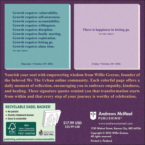 We the Urban 2026 Day-to-Day Calendar: Affirmations for the Soul by Willie Greene