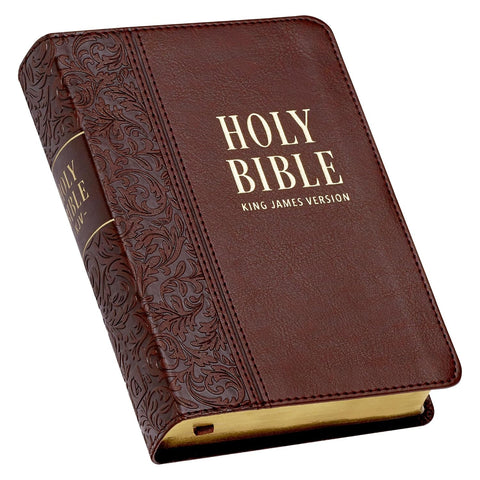 KJV Holy Bible, Compact Large Print Faux Leather Red Letter Edition - Ribbon Marker, King James Version, Medium Brown