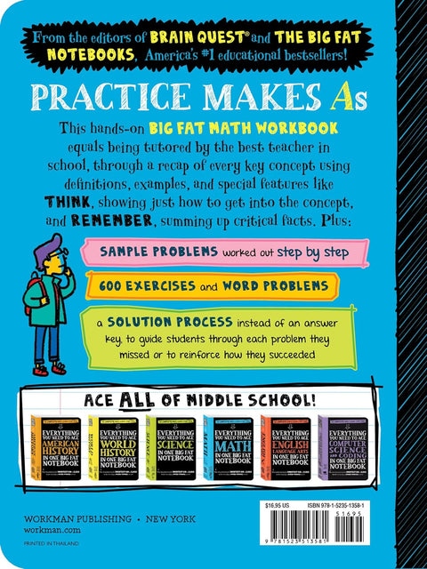 The Big Fat Middle School Math Workbook: 600 Math Practice Exercises