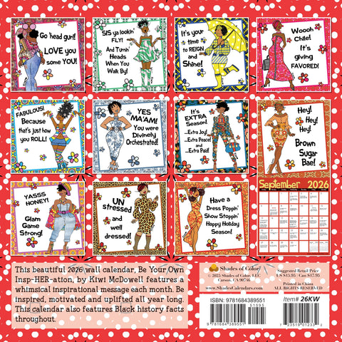 Be Your Own InspHERation 2026 African American Wall Calendar by Kiwi McDowell