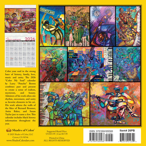 Color My Soul 2026 African American Wall Calendar | A Celebration Of Music, Larry “Poncho” Brown