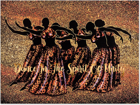 Dance In The Spirit Of Unity Black Art Holiday Cards by Larry “Poncho” Brown, 15 Pack, Includes Colored Envelopes, 5x7 Inches
