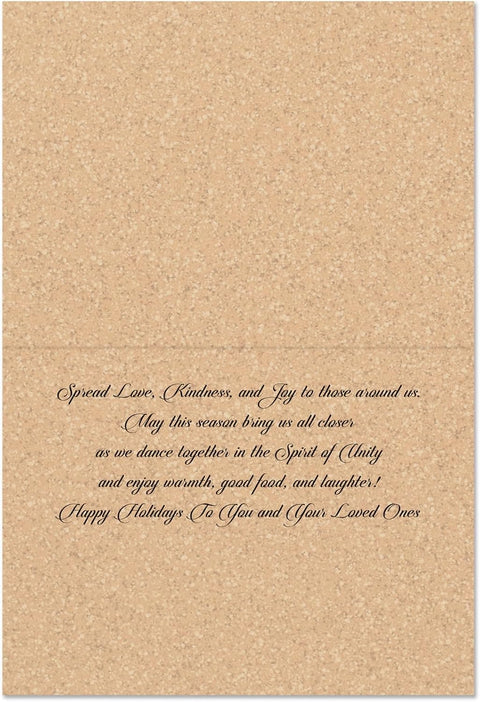 Dance In The Spirit Of Unity Black Art Holiday Cards by Larry “Poncho” Brown, 15 Pack, Includes Colored Envelopes, 5x7 Inches