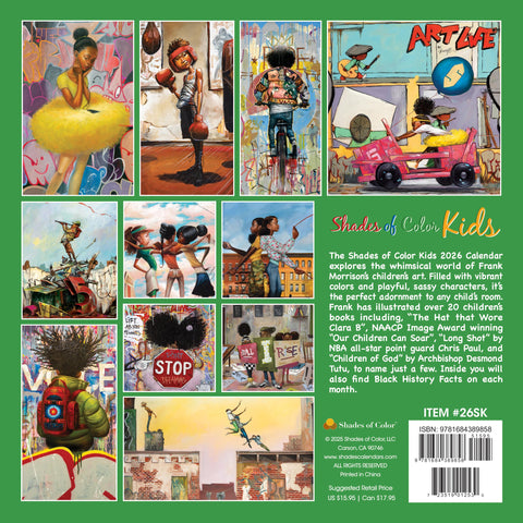 Shades of Color Kids 2026 Wall Calendar 2026 African American Wall Calendars, Frank Morrison