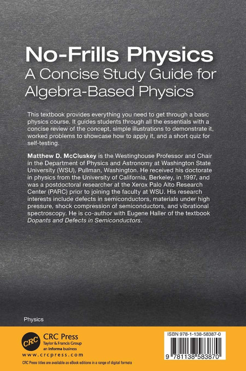 No-Frills Physics: A Concise Study Guide for Algebra-Based Physics by Matthew D. McCluskey