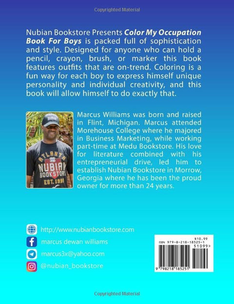Color My Occupation Book For Boys by Marcus Dewan Williams (Author), HH-Pax (Illustrator)